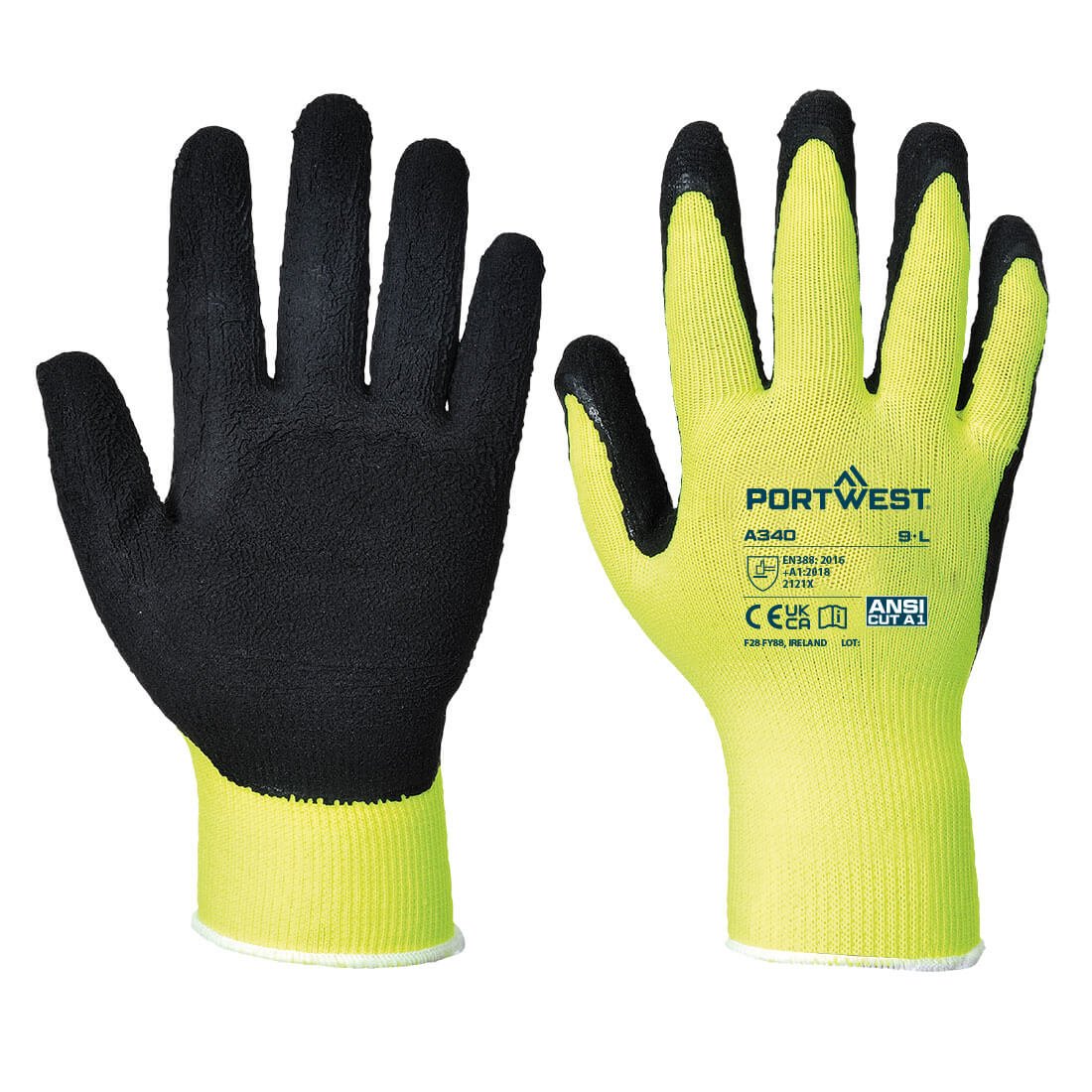 Rokavice grip hi vis-lateks - rumene